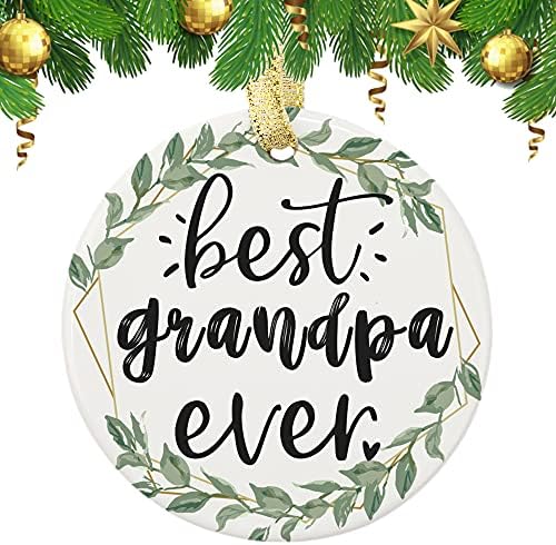 Божиќен украс на дедо од две страни, украс за украсување на дрво, дедо, подароци за дедо од внука или внук - Најдобра дедо некогаш Божиќна