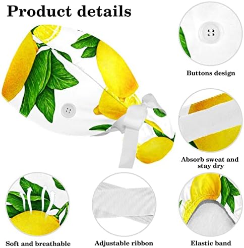 Прилагодливо овошје агруми, жолт лимон, работно капаче со копче, торбичка за конска опашка, џемпери за жени со ласкава коса