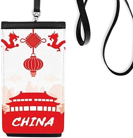 Црвен преглед Кинески обележје на телефонски паричник чанта што виси мобилна торбичка црн џеб