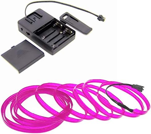 1 -пакет 5M/16.4ft Pink Neon LED светлосен сјај ел жица - дебелина од 3,2 mm - напојувана од 6V Portable - 4AAA - звук активен - занаетчиска
