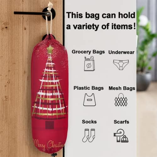 Среќен Божиќ Голем Држач За Торби За Намирници, Зимски Обоен Организатор На Пластична Кеса За Новогодишна Елка Со Висечка Јамка Што Може