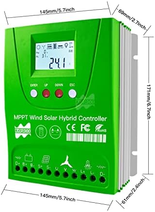 Марс Рок 2000w Регулатор Макс Ветер 1000w Макс Pv 1000w Mppt Ветер Соларен Хибриден Контролер Bluetooth Android Апликација