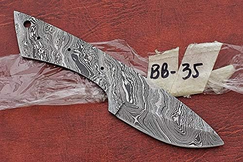 Изработка на ножеви, Дамаск Челик Пад Точка Празно Сечило 8 инчи Долга Рака Фалсификувани Компактен Кожење Нож, Џеб Нож со 3