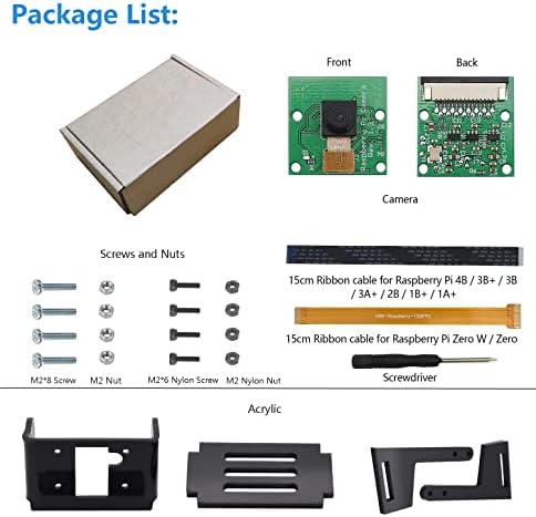 Adeept 5MP Raspberry Pi Camera Module за Raspberry Pi 4 4B 3B+ 3B 3A+ 1A+ 2B 1B+ нула нула W со 1080p сензор OV5647 прилагодлив држач за прилагодување