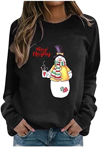 Jjhaevdy glyенски грда Божиќна екипаж за џемпери за џемпери 3D графички кошула со џемпер со долг ракав