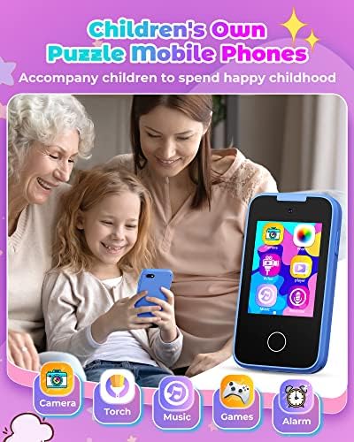 Детски Паметен Телефон За Деца, Подароци За Деца на возраст над 4 години, Музички Плеер МП3 Со Двојна Камера, Играчка За Учење