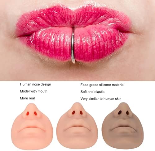 Силиконски Модел На Нос, Симулација На 3 Бои Лажен Модел На Нос,Мек Флексибилен Модел На Уста На Човечки Нос, За Вежбање На Пирс, Алатка За Прикажување