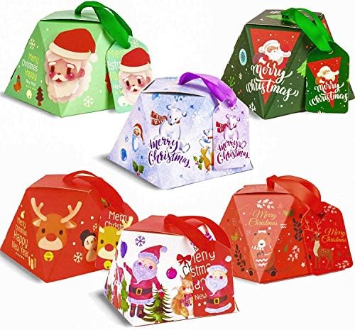 DERAYEE 24 Парчиња Мини Божиќни Кутии За Подароци, Божиќно Лекување Добра Бонбони Кутија За Забава Корист Материјали