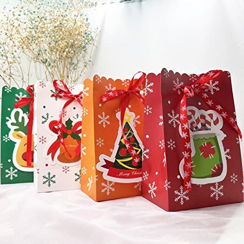 БЕСТМВП 12 Спакувајте Мали Божиќни Торби За Подароци цртани налепници торба за подароци Колачиња и Кеси За Бонбони Божиќни Кеси За