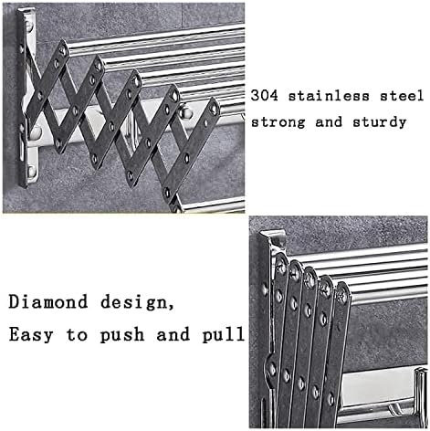XMCX Решетка За Сушење Облека Монтирана На Ѕид Заштеда На Простор Тешка Решетка За Закачалки за Перење Со Лента За Крпи Лесно Складирање