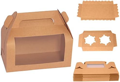 PQZKLDP 12 парчиња Чисти Кутии за Торта 6,5x3, 7 x3, 5 Пластични Држачи За Торта Со Рачка Транспарентни Контејнери За Торта Со Кутии За Миленичиња