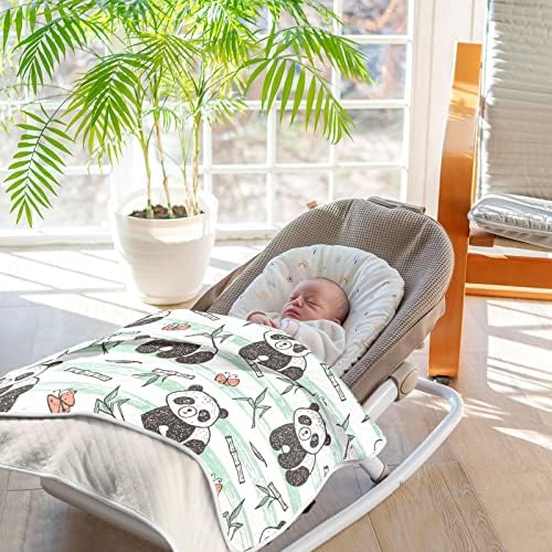 Swaddle Clute Baby Panda со бамбус памучно ќебе за новороденчиња, примање ќебе, лесен мек за тресење за креветчиња, шетачи, расадници,