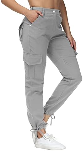 Дафенси карго панталони жени еластични половини случајни опуштени фит џогер панталони со 6 џебови на отворено пешачење
