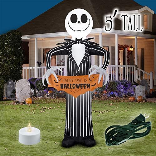 Booyard Jack Jack Skellington Banner Halonkeeen Blow Up Outdoor Inflatable - 5 -тина високи украси