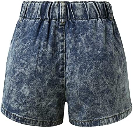Bfone жени еластична половината класична тексас шорцеви обични панталони со џебови лето секси високи половини тенок дупка од