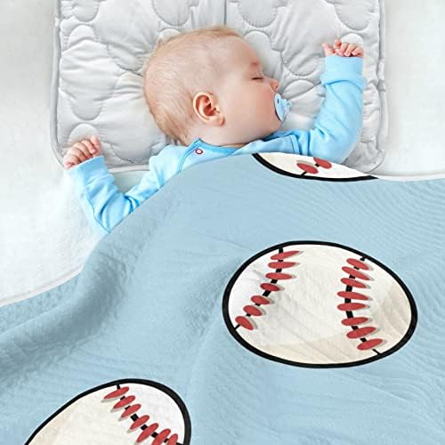 Blебе за бејзбол памук за бејзбол за новороденчиња, примање ќебе, лесен мек за тресење за креветчето, шетач, расадници, спортски