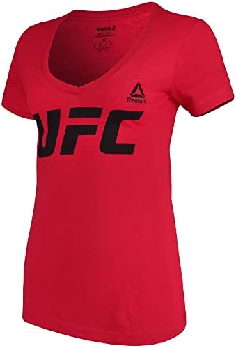 Reebok Women'sенски UFC Essentials Logo Dual Blend V-Teck Tee