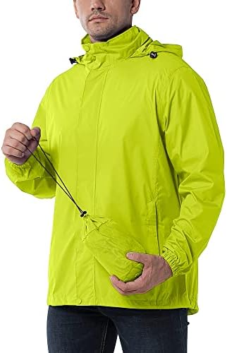 Надворешно вложување машка јакна за дожд водоотпорна лесна пакувачка обвивка од дожд од дожд со аспиратор за патување за пешачење
