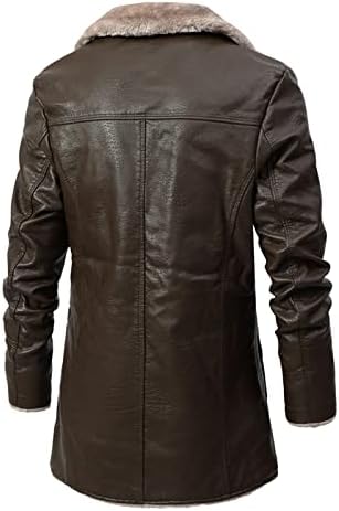Uofoco јакна со долг ракав мажи плус зголемување на големината зимска јакна, обична копче цврста боја лапел топло руно удобно