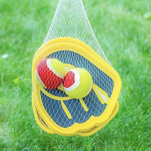 Qui-lo Catch Ball Supreme Ball and Catch Game, Toss and Catch Ball Set, 4 лопатки 2 топки и торба за складирање, игри на отворено, игри