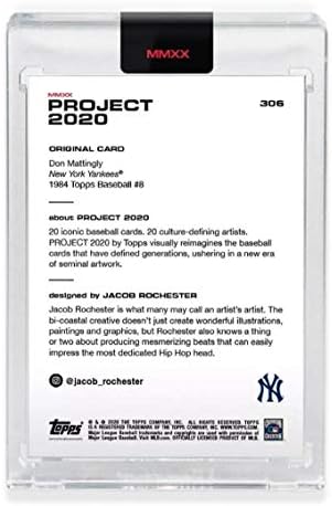 2020 Проект Топс 2020 Бејзбол 306 Дон Матингли Newујорк Јанкис Уметникот Jacејкоб Рочестер 1984 година Дизајн на Топс