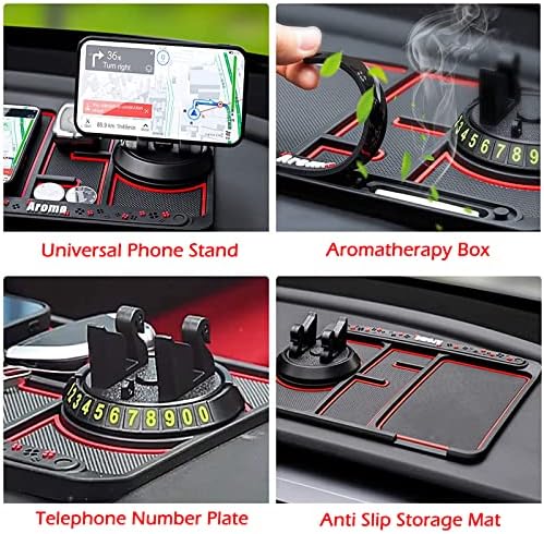 Подлога за не лизгање Телефон за автомобил 4-во-1 држач за автомобили Анти-лизгачки мат Универзален 360 ° ротација држач за држач за автомобили