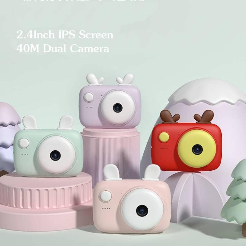 Детска камера со цртан филм, 1080p Инстант камера HD креативни дигитални видео камери Детска селфи камера деца 40MP Најдобар роденденски подарок