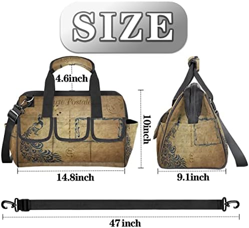 Торба за алатки за разгледници за мажи жени со тешки мулти-џебови широки уста алатки тота водоотпорен организатор на торби со алатки со прилагодлива