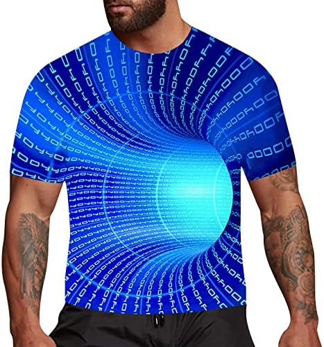 2023 Нови машки модни 3Д маици за печатење Смешна графичка шема на екипажот на екипажот за кратки ракави маички маички