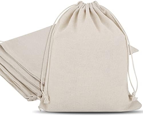Colmeguna 6 пакет 12x16 инчи за еднократно производство на торби, рачно изработени торбички со ткаенини од памук и постелнина со влечење за купување и складирање додатоци