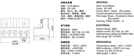 5PCS 5.08mm Pitch KF2EDGK 4PIN Вертикален приклучок PCB Terminal Block Plug, Connecterенски приклучок за приклучоци 300V 15A