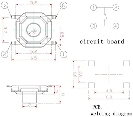 Копче за прекинувач за прекинувач GoOffy 100pc/lot SMD 4 * 4 * 1.5mm 4x4x1.5mm тактилно тактично копче за тактика микро прекинувач