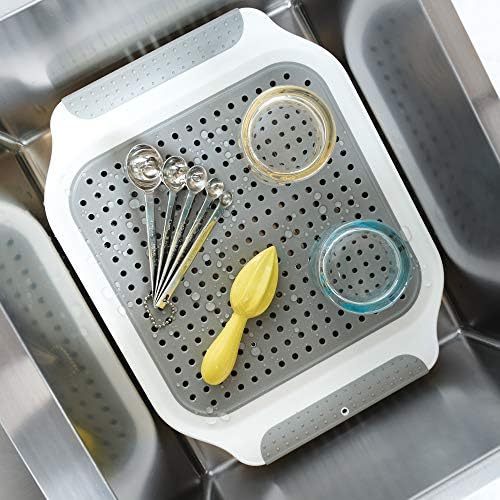 Мадесмарт мека мијалник за мијалник - бела, сива | Колекција на мијалник | Суви чаши, прибор или употреба за да се фати подготовка на храна