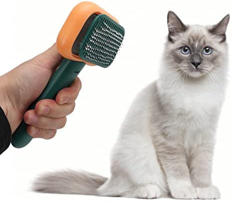 Четка за коса за кучиња го отстранува Течното Крзно Самочистење четки за чешлање мачки Агол на наклон 135 ° кликнете Чистење за мачки Портокалово