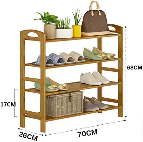 Kmmk лавици за чевли со 4 нивоа решетката за чевли исправено за складирање полица за складирање природен бамбус 12 пара чевли 70