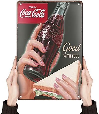 Clolinse Coca Cola Tign знаци | Гроздобер метален декор бар кул работи за човекот пештера | Кока -ретро смешни работи wallидни