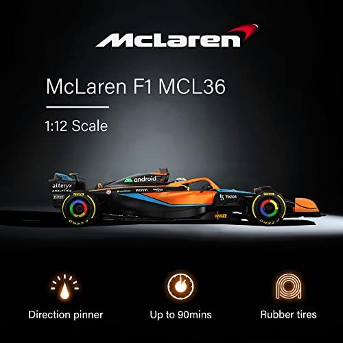 Волц играчки автентични 1:12 лиценциран Мекларен F1 MCL36 Модел на далечински управувач со автомобили - Колекција за супер трки за деца