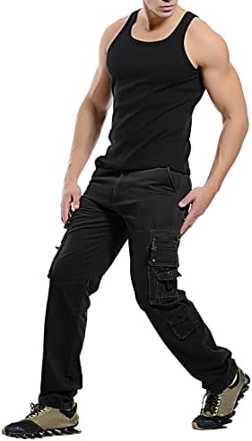 Машки обични гарго панталони лесен памук на отворено цврста боја воени борбени панталони