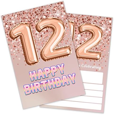 Покана за 12-ти Роденден Роденденска Забава Со Розово Злато, Покана За Роденден На 12 За Девојчиња, Прослава На Забава, Материјали За