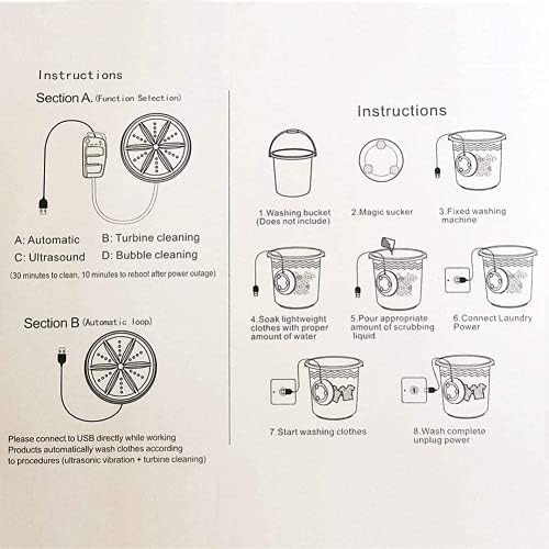 Преносна мини машина за перење, 3 во 1 автоматска мини машина за перење ултразвучно лесен турбо мијалник со USB кабел, за патување,
