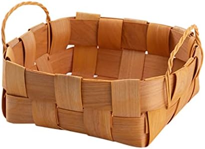 Очине мала тркалезна природна дрвена декоративна корпа за складирање со рачка, дрвена рачно изработена корпа за складирање на ратан, рачно изработена