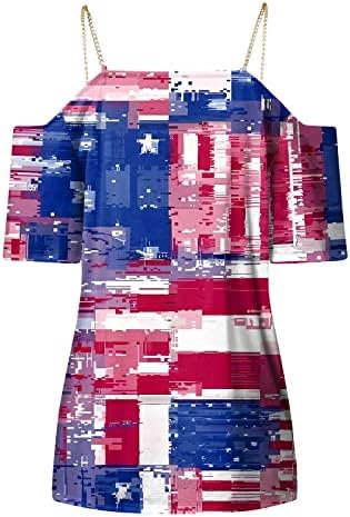 4 -ти јули плус големина Облека за женски летен корсет култура кошула што излегува од спортска блуза секси симпатичен елегантен