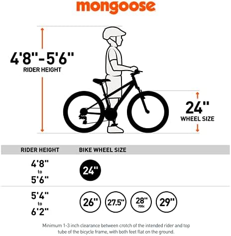 Mongoose Maxim Girls Mountain Bike, 24-инчни тркала, алуминиумска рамка, 21-брзински погон, лаванда