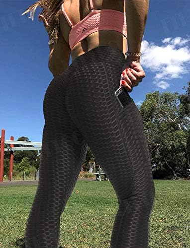 Fittoo жени со високи половини панталони со јога панталони Контрола на стомакот исфрлен плен хеланки тренингот што работи задникот за лифт текстурирани хулахопки