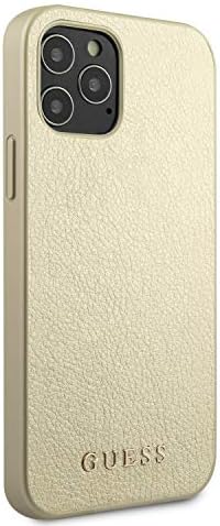 CG Mobile Guess The Phone Case за iPhone 12 Pro Max in Gold Safiano Iridescent, PU Fage Protective & Anticratch Case со достапни