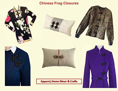 Шие трендц-визии Трими Рачно изработени кинески жаби со затворање-црна боја/злато-2.75 x1 -Бутерфлај дизајн-1 пар/pk