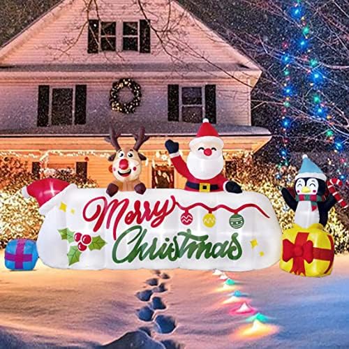 Надвор од вашите мисли, Божиќна декорација за надувување на надувување 10 метри долга банер Санта елен пингвин подароци одморен надувување со