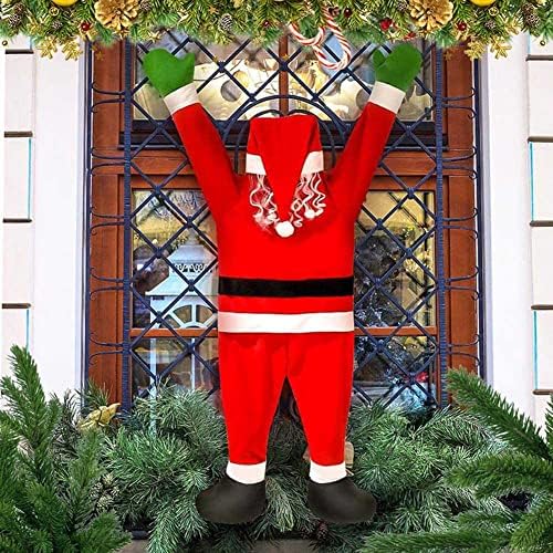 HJK виси Дедо Мраз, Божиќна декорација на отворено, виси искачување на костум за Дедо Мраз, Божиќни украси за покрив, тремот, олук, балкон, Божиќен декор на отворено и ?