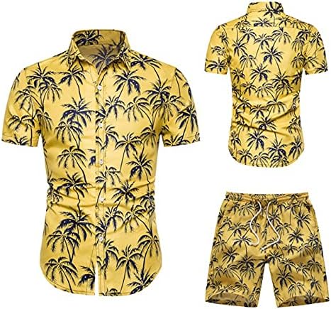 2 парчиња облека мода лето кратки летни шорцеви маица хавајски рекреација моден маж сет ракав мажи костуми