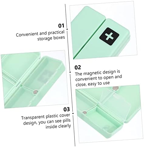 Исцелите 2 парчиња 1 сет магнет преклопување пилула кутија магнетна сад за складирање на лекови неделно пилула за магнетни контроли